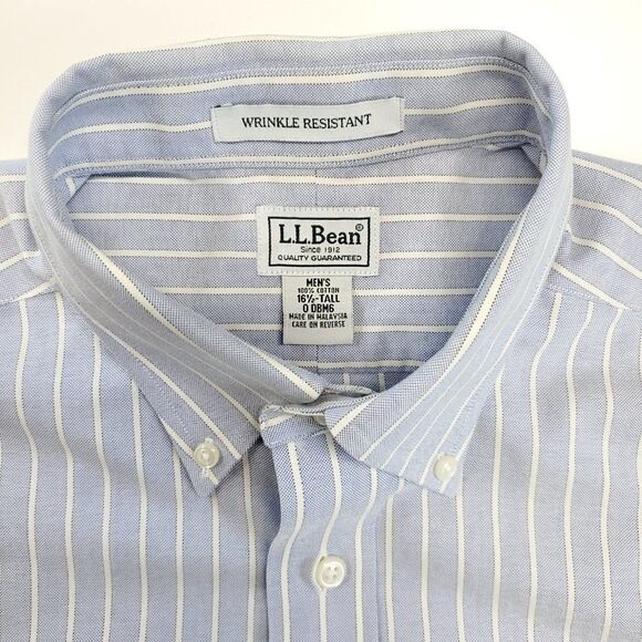 L.L. Bean Men's Button Down Casual Polo Shirt Wrinkle Resistant 16 1/2 TALL - Picture 6 of 12